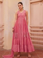 Rose Pink Pure Georgette Salwar Kameez